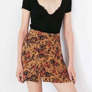 Floral A-Line Slit-Front Mini Skirt